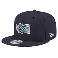 Men's New Era Deep Sea Blue Seattle Kraken State Pride 9FIFTY Snapback Hat
