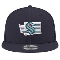 Men's New Era Deep Sea Blue Seattle Kraken State Pride 9FIFTY Snapback Hat