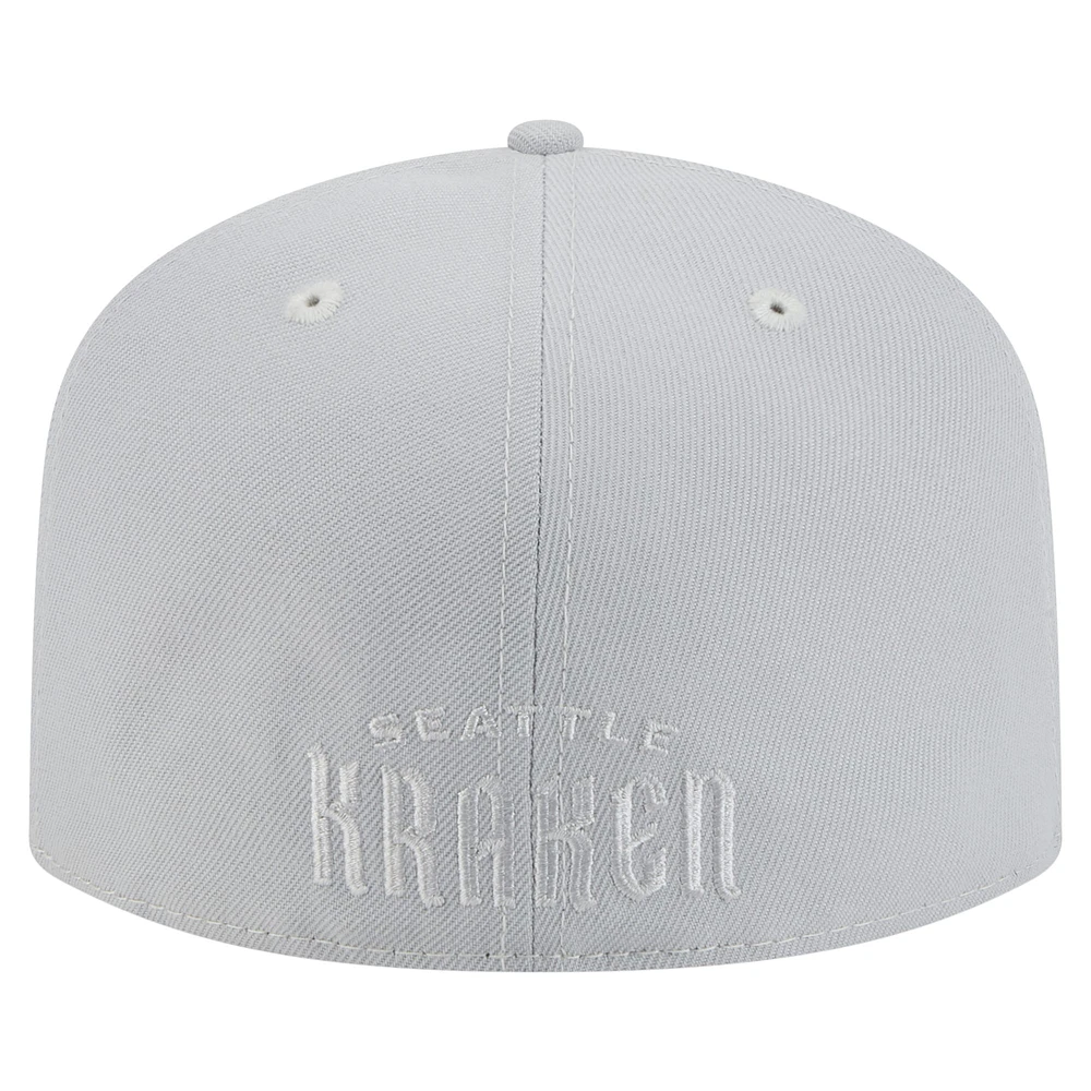 Men's New Era Gray Seattle Kraken Color Pack A-Frame 59FIFTY Fitted Hat