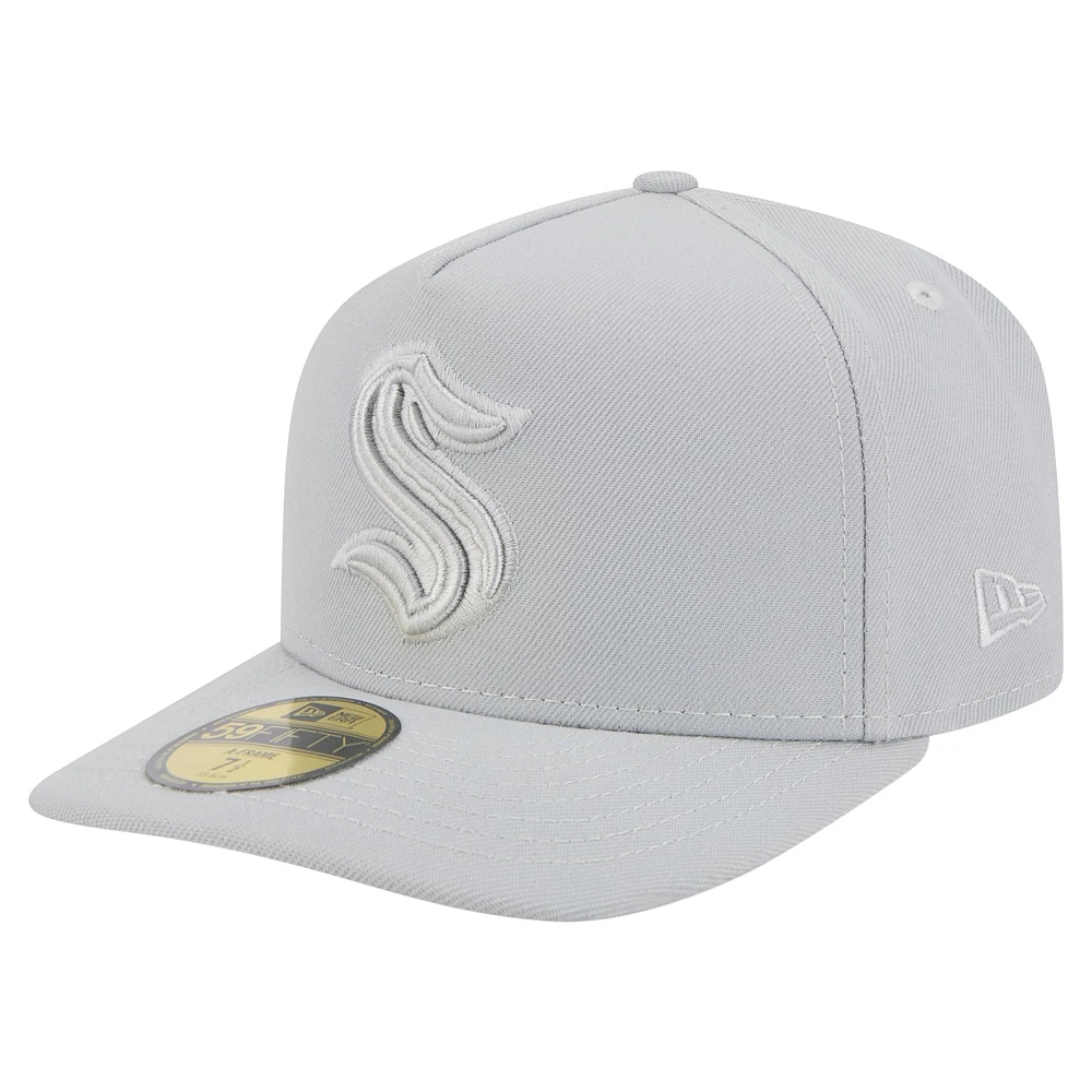 Men's New Era Gray Seattle Kraken Color Pack A-Frame 59FIFTY Fitted Hat