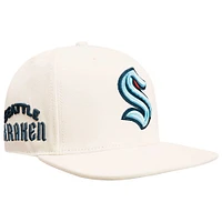 Men's Pro Standard Cream Seattle Kraken Retro Classic Logo Snapback Hat