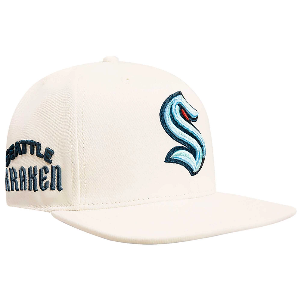 Men's Pro Standard Cream Seattle Kraken Retro Classic Logo Snapback Hat