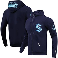 Men's Pro Standard Navy Seattle Kraken Classic Chenille Full-Zip Hoodie Jacket