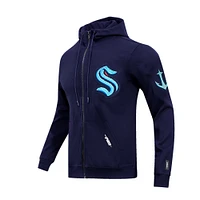 Men's Pro Standard Navy Seattle Kraken Classic Chenille Full-Zip Hoodie Jacket