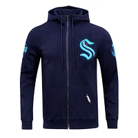 Men's Pro Standard Navy Seattle Kraken Classic Chenille Full-Zip Hoodie Jacket