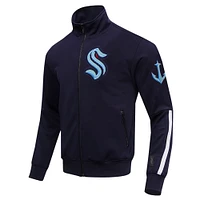 Veste de survêtement entièrement zippée Pro Standard Navy Seattle Kraken Classic Chenille pour hommes