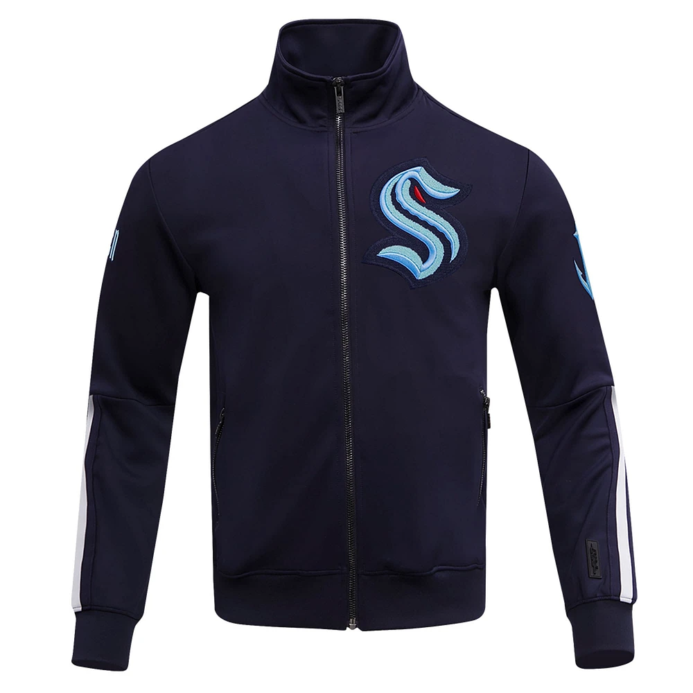 Veste de survêtement entièrement zippée Pro Standard Navy Seattle Kraken Classic Chenille pour hommes