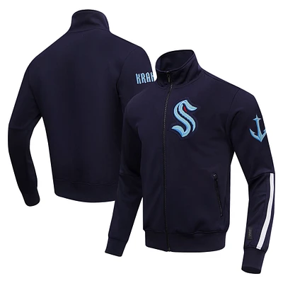 Veste de survêtement entièrement zippée Pro Standard Navy Seattle Kraken Classic Chenille pour hommes