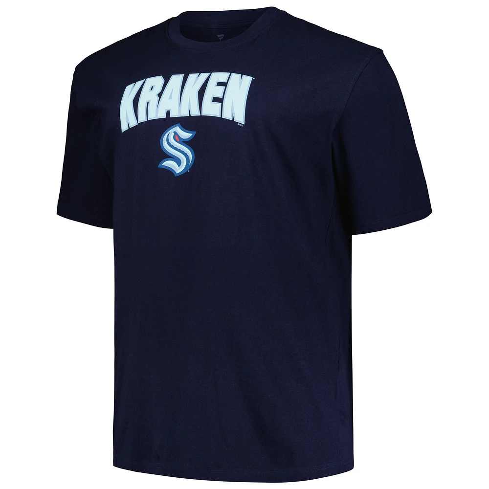 T-shirt pour hommes Profile Navy Seattle Kraken Big & Tall Arch Over Logo