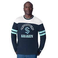 Men's Starter  Deep Sea Blue Seattle Kraken Blitz Durene Long Sleeve T-Shirt