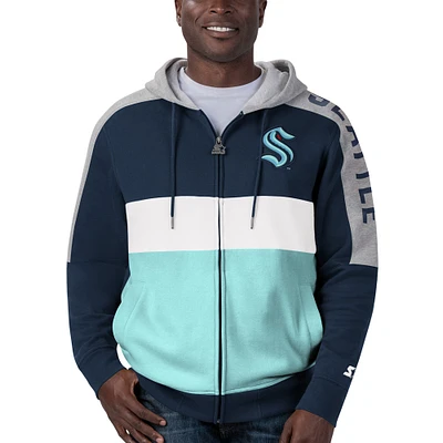 Homme Starter Deep Sea Blue Seattle Kraken Colorblock - Veste à capuche entièrement zippée