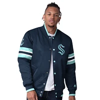 Men's Starter Deep Sea Blue Seattle Kraken Scout I Full-Snap Varsity Jacket