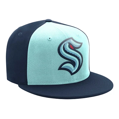 Casquette Snapback bicolore avec logo Seattle Kraken Starter bleu clair/bleu profond pour hommes