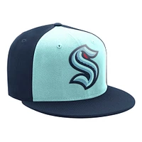 Men's Starter Light Blue/Deep Sea Blue Seattle Kraken Logo Two-Tone Snapback Hat