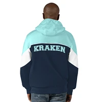 Sweat à capuche entièrement zippé Starter pour hommes, bleu marine/bleu clair, Seattle Kraken Power Forward