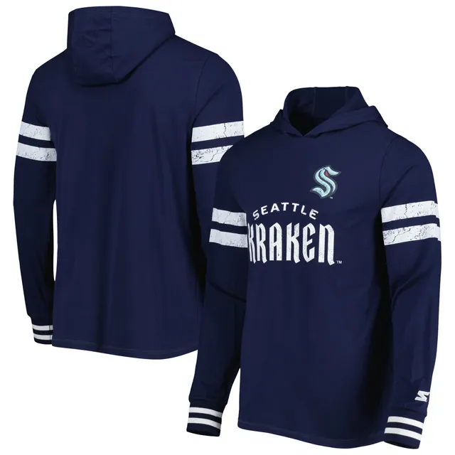 Seattle Kraken Levelwear Anchor Iridescent Long Sleeve Hoodie T-Shirt -  Heather Navy