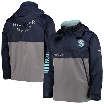 Veste à capuche quart de zip Tommy Hilfiger Deep Sea bleu/gris Seattle Kraken Anorak pour hommes