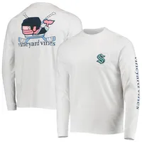 Seattle Seahawks Vineyard Vines Whale Helmet Long Sleeve T-Shirt - White