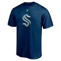 T-shirt Yanni Gourde Deep Sea Blue pour homme avec nom et numéro authentiques de la pile Seattle Kraken