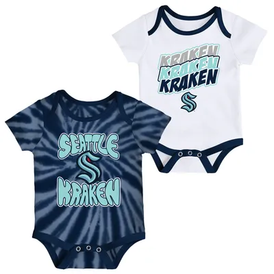 Seattle Kraken Newborn & Infant Monterey Tie-Dye Two-Pack Bodysuit Set - Deep Sea Blue/White