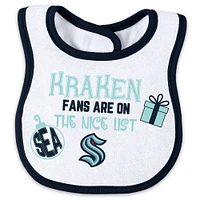 Newborn WEAR by Erin Andrews Seattle Kraken Allover Print Full-Zip Sleeper & Bib Christmas Set