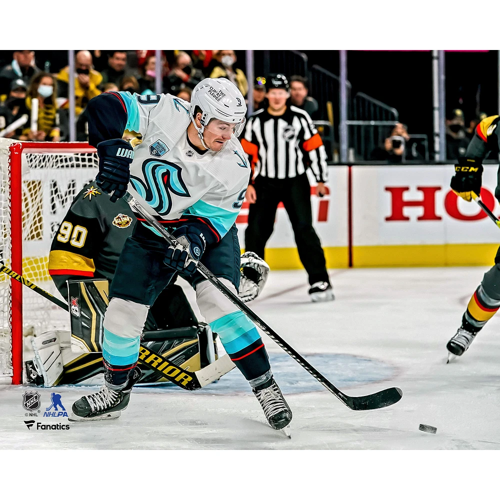 Ryan Donato Seattle Kraken Unsigned Controlling Puck Front of Goal Photograph