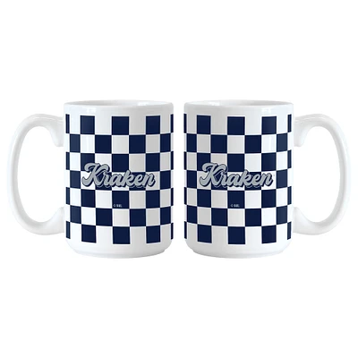 Seattle Kraken 2-Pack 15oz. Checkered Wordmark Mug Set