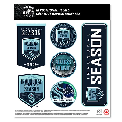 Seattle Kraken 2021 Inaugural Season 12'' x 14'' Repositionable - Decal Set
