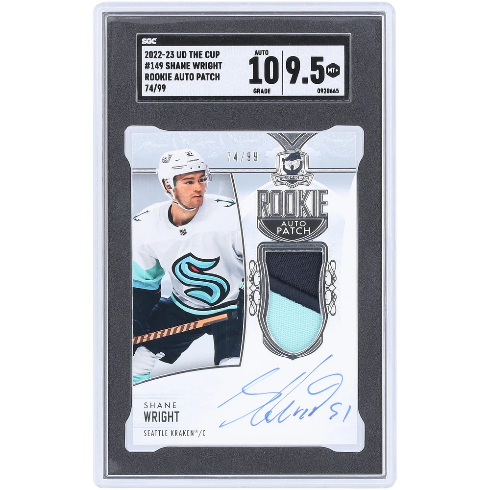 Shane Wright Seattle Kraken Autographed 2022-23 Upper Deck The Cup Rookie Auto 2 Color Relic #149 #74/99 SGC Authenticated 9.5/10 Rookie Card