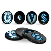 The Sports Vault Seattle Kraken Four-Piece Puck Coaster Set