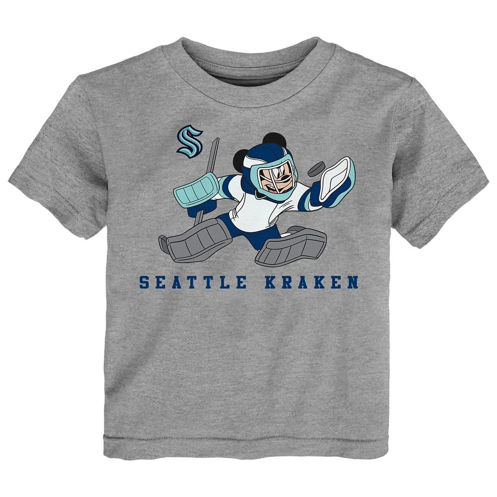 Ensemble de deux t-shirts Seattle Kraken Disney Offense Only pour tout-petits, bleu profond/gris chiné