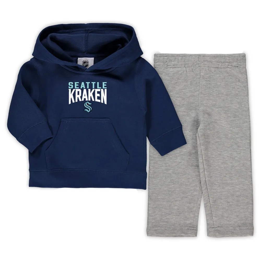 Ensemble de pull à capuche et pantalon Seattle Kraken Fan Flare bleu marine/gris chiné pour tout-petit