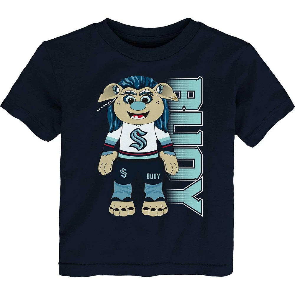 T-shirt bleu mer profonde Seattle Kraken Mascot Cheer pour tout-petit