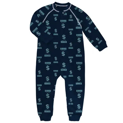 Seattle Kraken Toddler Team Print Raglan Full-Zip Jumper Pajamas - Navy