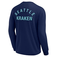 T-shirt unisexe Fanatics Navy Seattle Kraken Elements super doux à manches longues