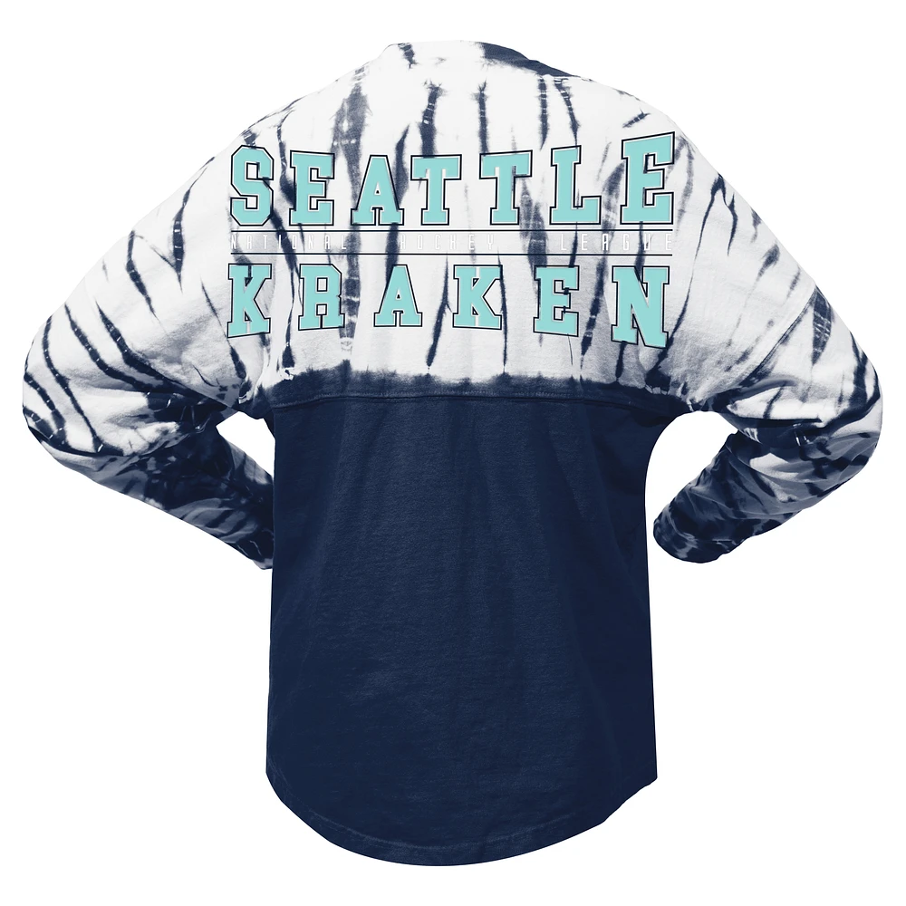 Unisexe Spirit Jersey Deep Sea Blue Seattle Kraken Crystal Half Dye T-Shirt à manches longues