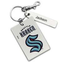 White Seattle Kraken Personalized Leather Rectangle Keychain