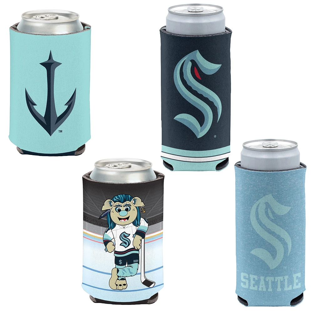 WinCraft Seattle Kraken 4-Pack 12oz. Can & Slim Can Cooler Set