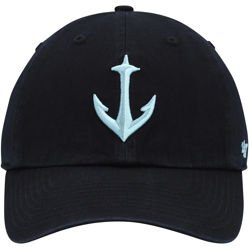 Women's '47 Black Seattle Kraken Clean Up Adjustable Hat