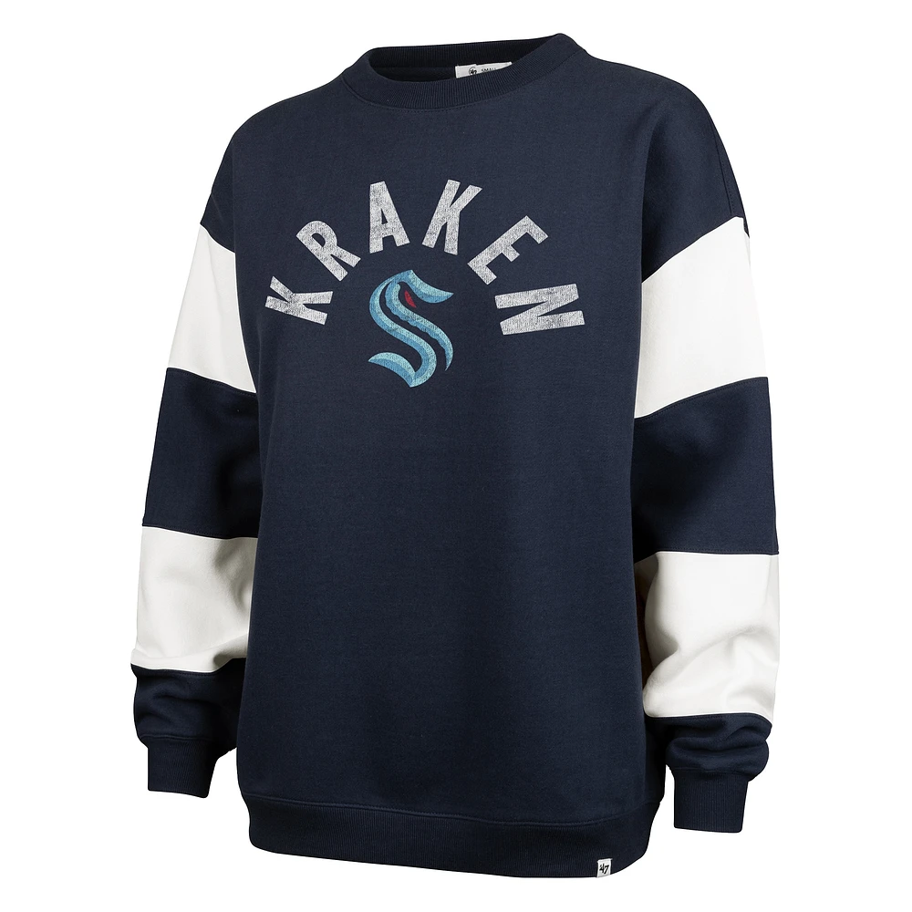 Sweat-shirt à capuche pour femme '47 Deep Sea Blue Seattle Kraken Eephus Barred