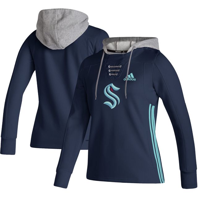 Sweat à capuche pour femme adidas Deep Sea Blue Seattle Kraken Skate Lace AEROREADY