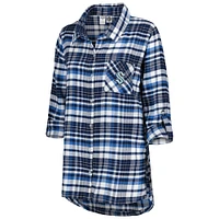 Women's Concepts Sport Deep Sea Blue Seattle Kraken Mainstay Flannel Full-Button Long Sleeve Nightshirt