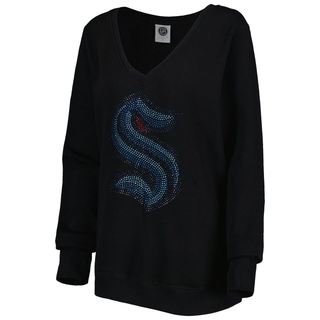 Sweat à encolure en V avec strass Seattle Kraken noir Cuce pour femme