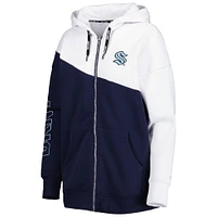 Women's DKNY Sport Deep Sea Blue/White Seattle Kraken Gina Full-Zip Hoodie