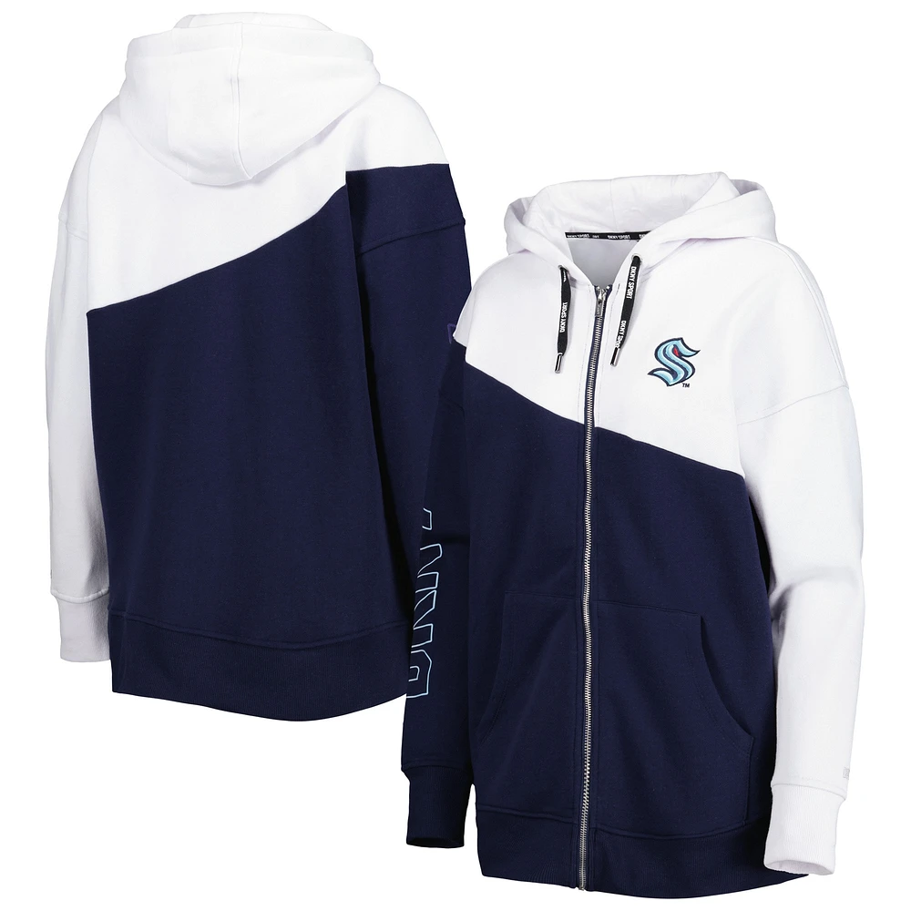 Sweat à capuche DKNY Sport Deep Sea Bleu/Blanc Seattle Kraken Gina pour femme