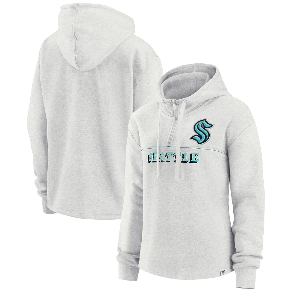 Women's Fanatics Ash Seattle Kraken True Classics Legacy Quarter-Zip Hoodie