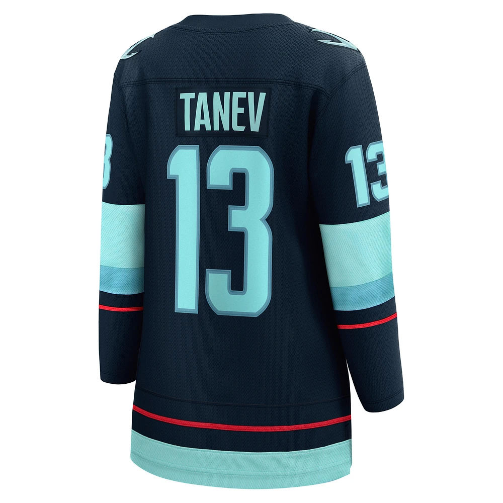 Maillot de joueur échappé à domicile Fanatics Brandon Tanev bleu marine Seattle Kraken pour femmes