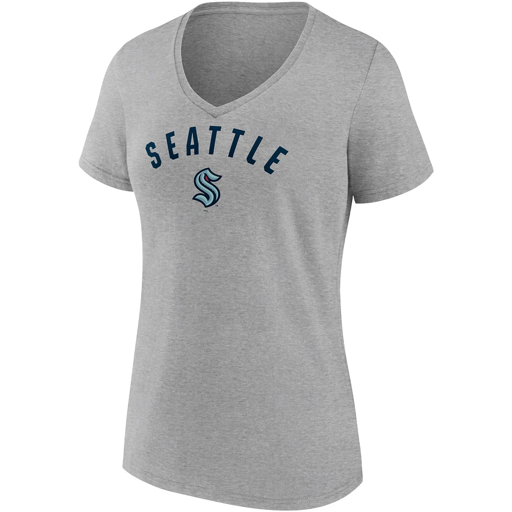 Women's Fanatics Deep Sea Blue/Gray Seattle Kraken Parent 2-Pack V-Neck T-Shirt Set