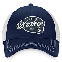 Casquette ajustable Seattle Kraken Fundamental Trucker Fanatics Deep Sea bleu/blanc pour femmes