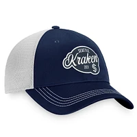 Casquette ajustable Seattle Kraken Fundamental Trucker Fanatics Deep Sea bleu/blanc pour femmes